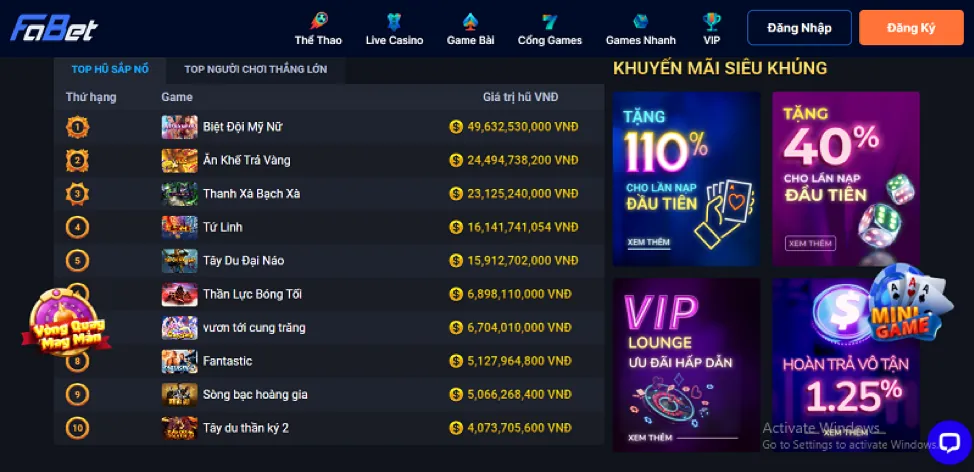 Các trò chơi và dịch vụ nổi bật của dbet12 win